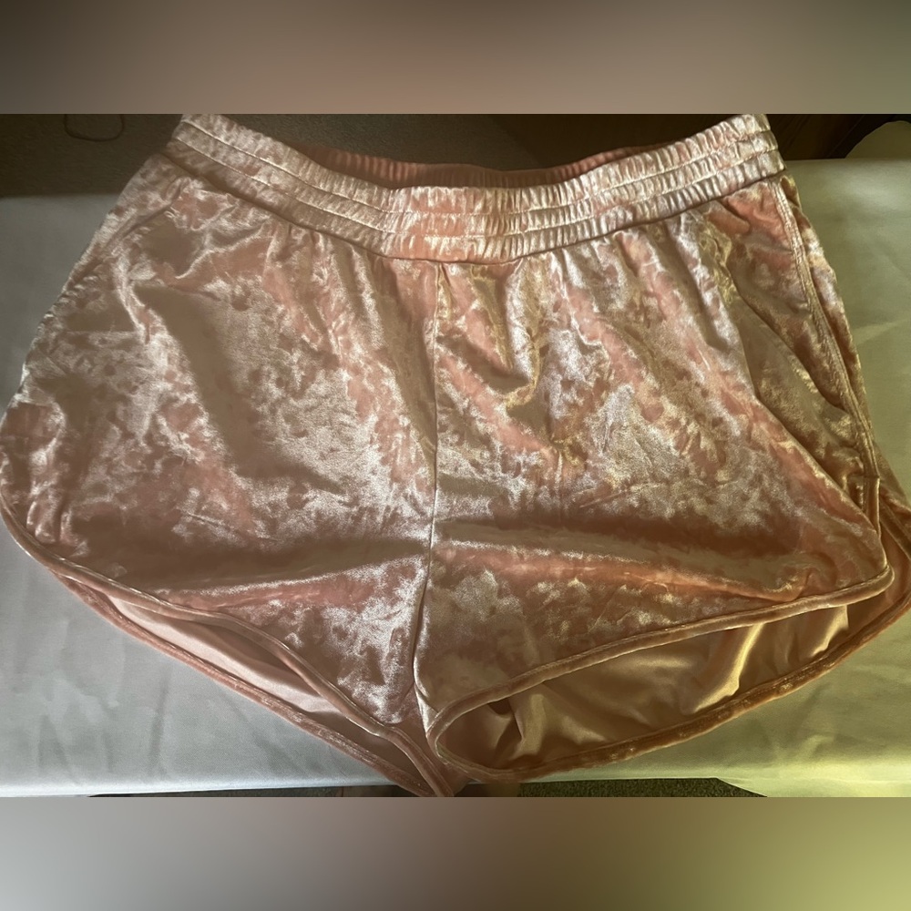 NWT Soft, Velvety, Pink Shorts with Pockets Size L